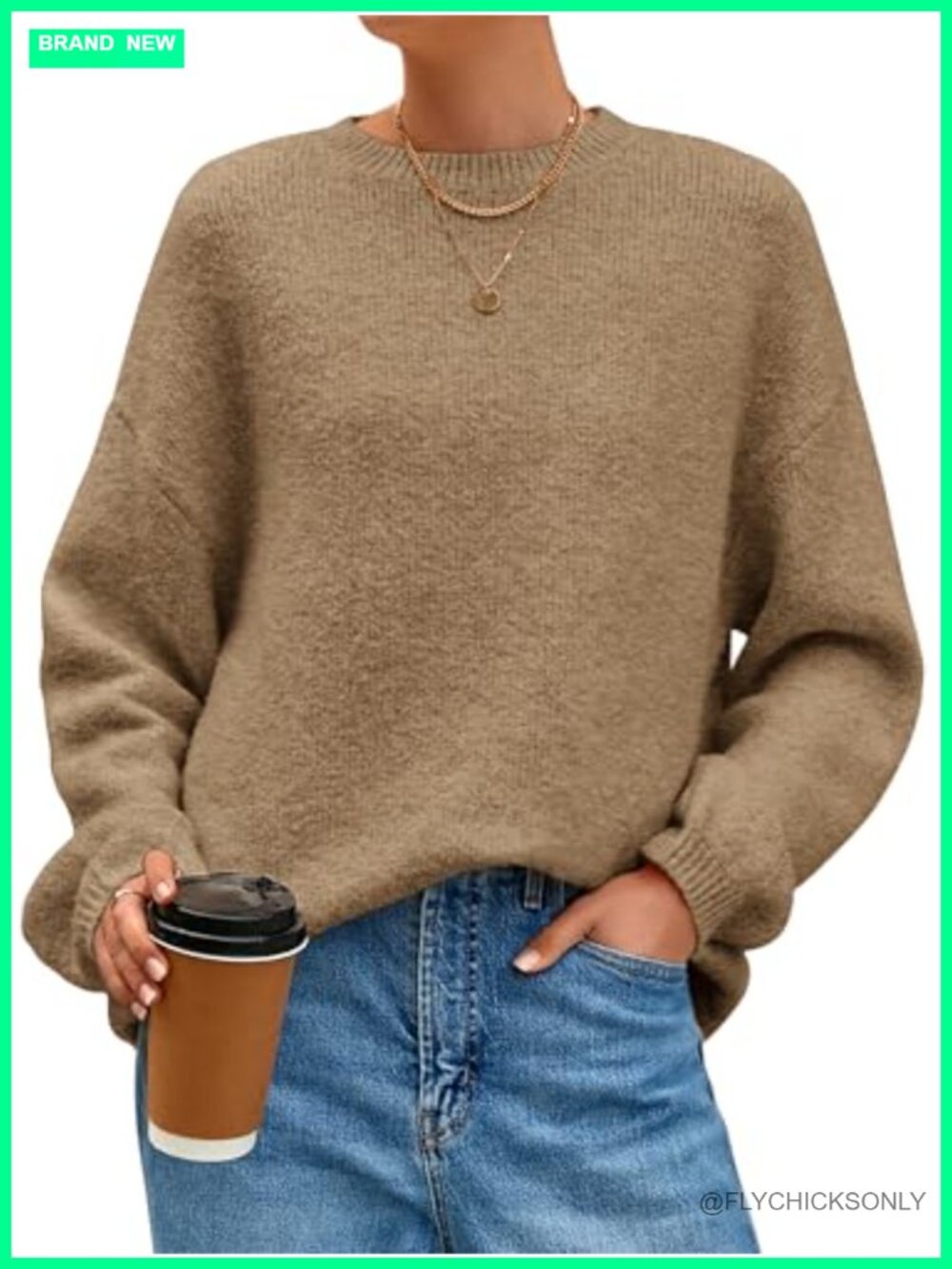 Fuzzy Long Sleeve Chunky Knit Oversized Pullover Sweater